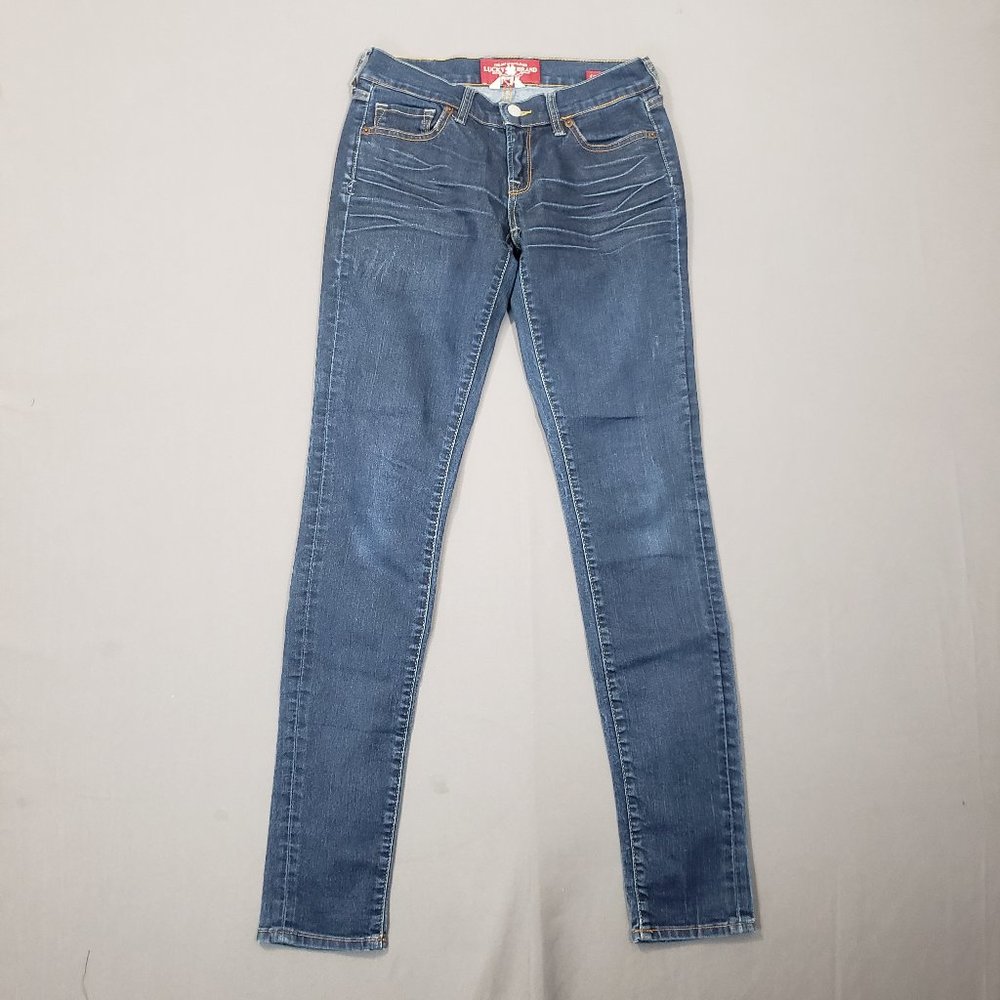Lucky Brand Charlie Skinny Jeans Dark Wash, size 00/24 (actual 27"x31")